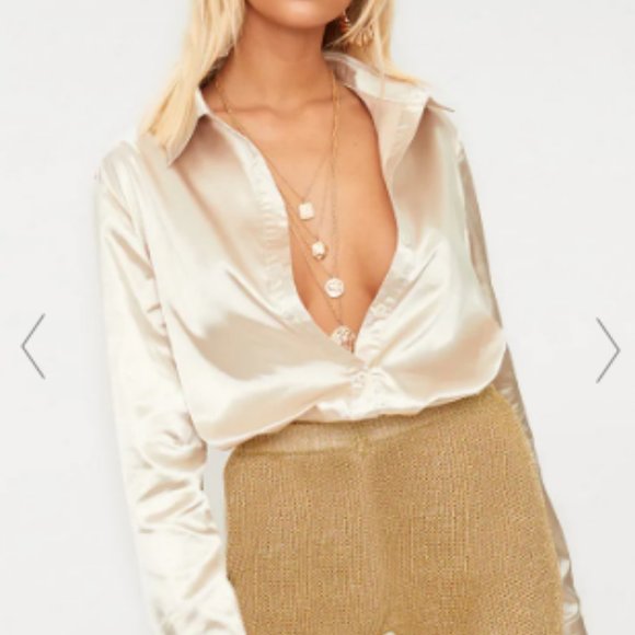 Satin Button Up Shirt - Picture 1 of 3